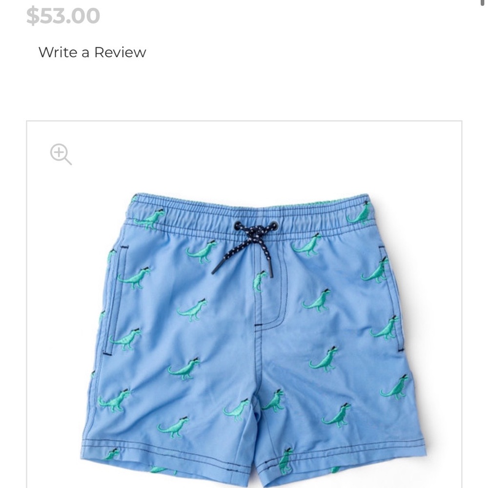 NWT Shade Critters Boys Light Blue Dinosaur Embroidered Swim Trunks Size 6